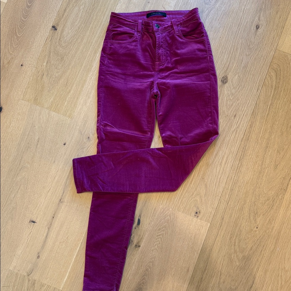 J Brand High Rise Jeans in Rich Burgundy